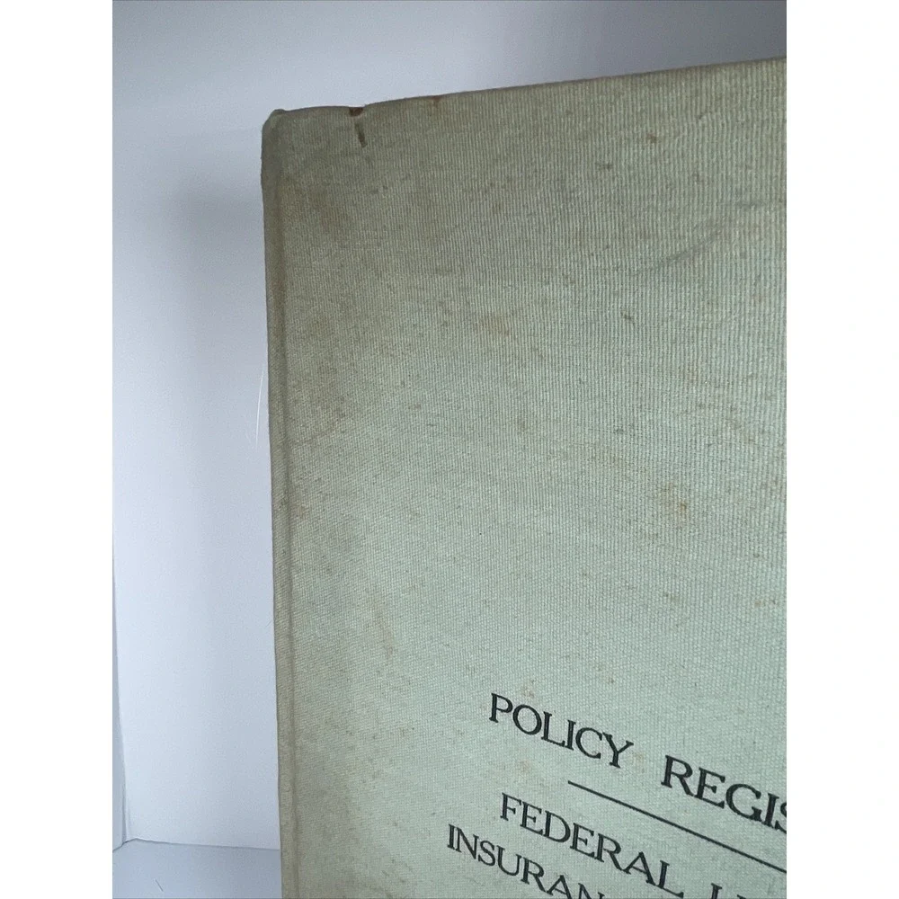 Vtg 1940s Federal Union Insurance Company Policy Register Book Ephemera Office
